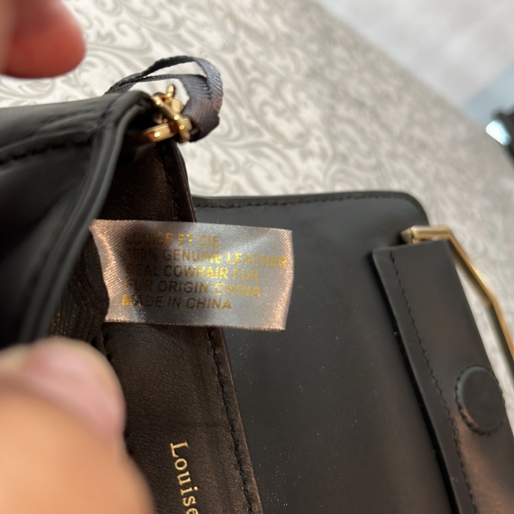 Louise et cie 100% leather, real cow hair fur crossbody NWOT - Picture 9 of 15